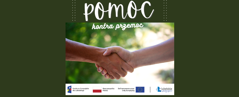 dekoracyjna grafika promująca projekt "Pomoc kontra przemoc"