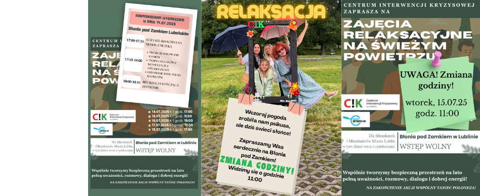 grafika dekoracyjna reklamująca relaksację na świeżym powietrzu